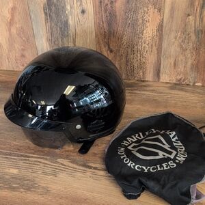 Harley Davidson HD-S1V Retractable Shield Motorcycle Half Helmet with Bag M   DA